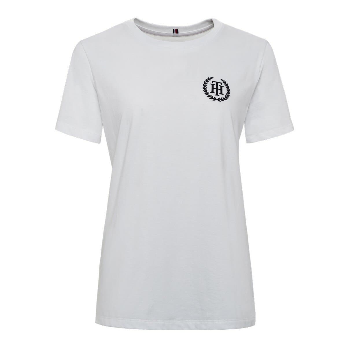 Atasan Lengan Pendek Logo Wanita Tommy Hilfiger Putih XL