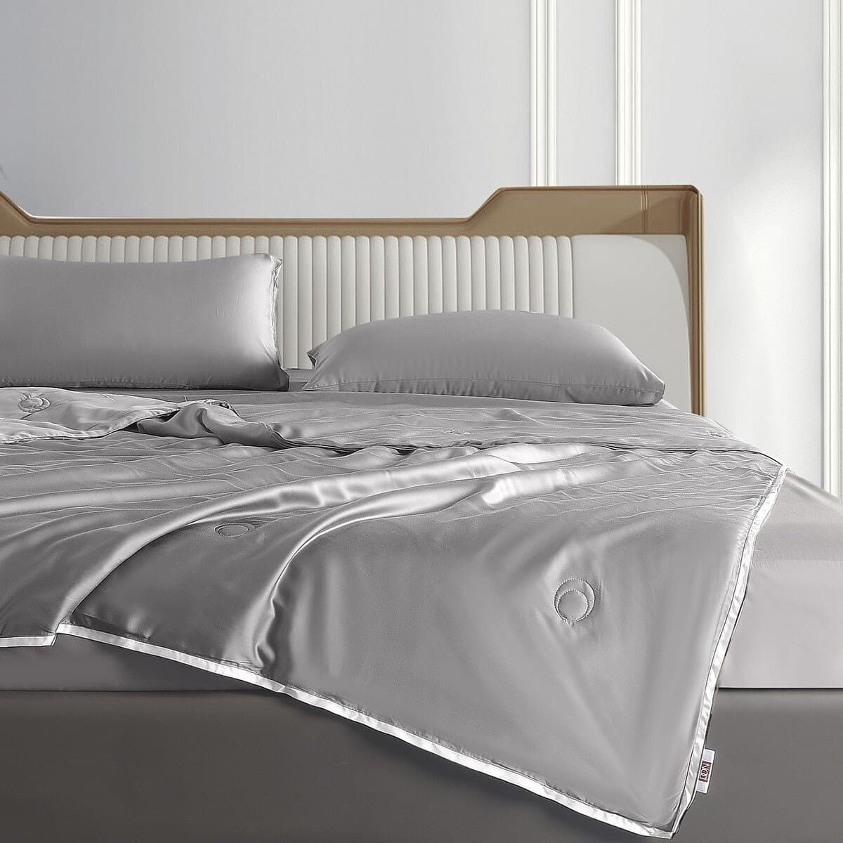 Don Home Sheet Cover Pasangan Rayon Solid Grey Mineral 180 cm x 210 cm