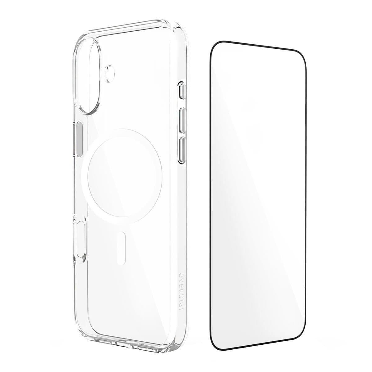 OVERDIGI Aurora V3 Magnetic Anti Yellow Drop Protection Clear Case Dengan Laminasi Tempered Glass For iPhone 16 Plus