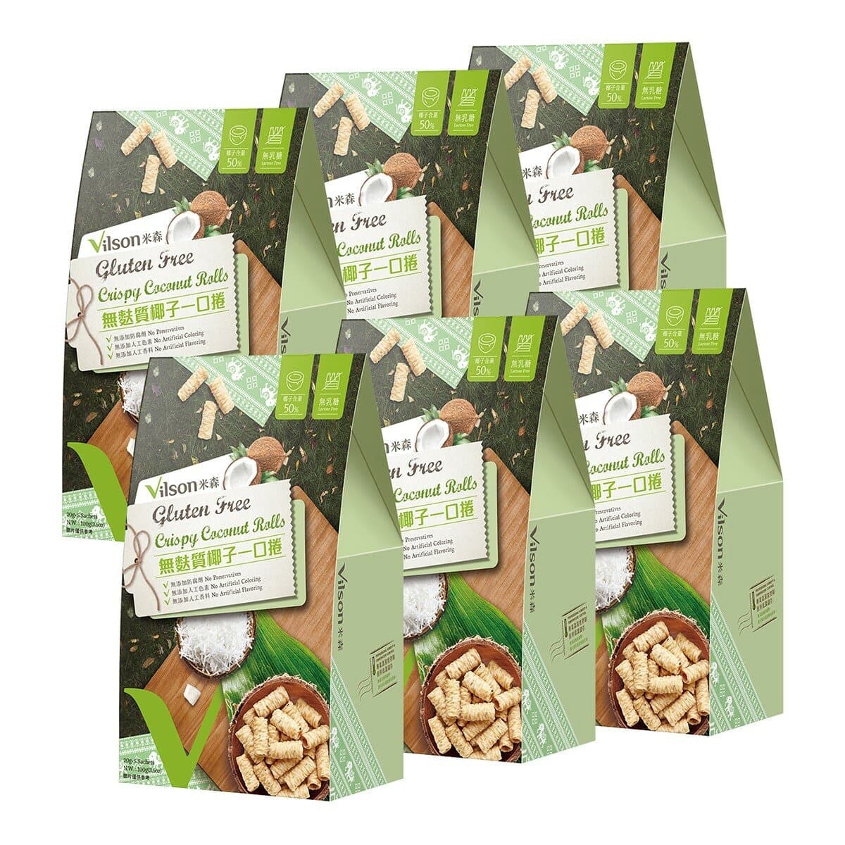 Misono Roll Berbasis Kelapa Tanpa Gluten 20 Gram X 5 Sachet X 6 Kotak