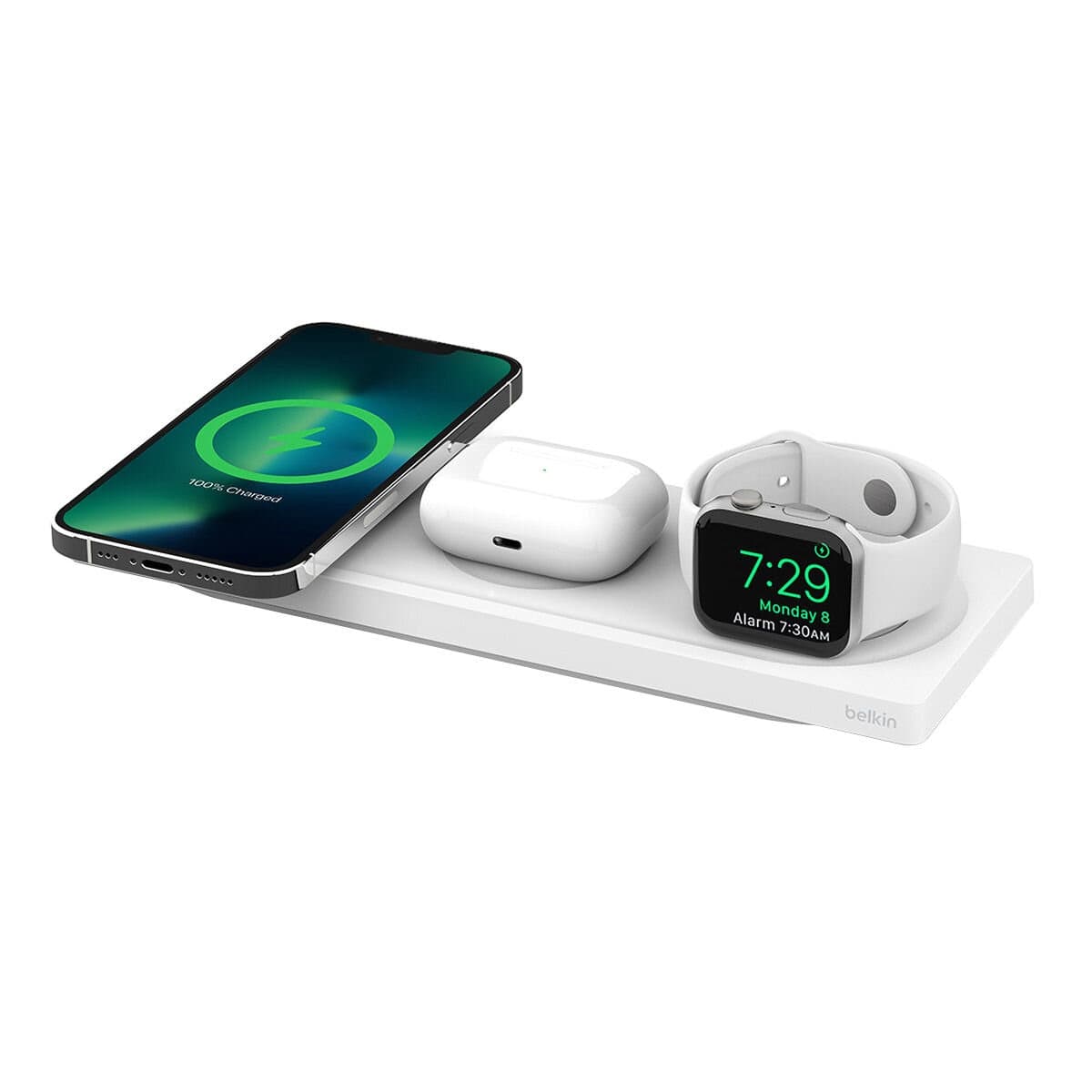 Belkin BOOST CHARGE PRO Papan Nirkabel Tiga Dalam Satu Mendukung MagSafe Putih