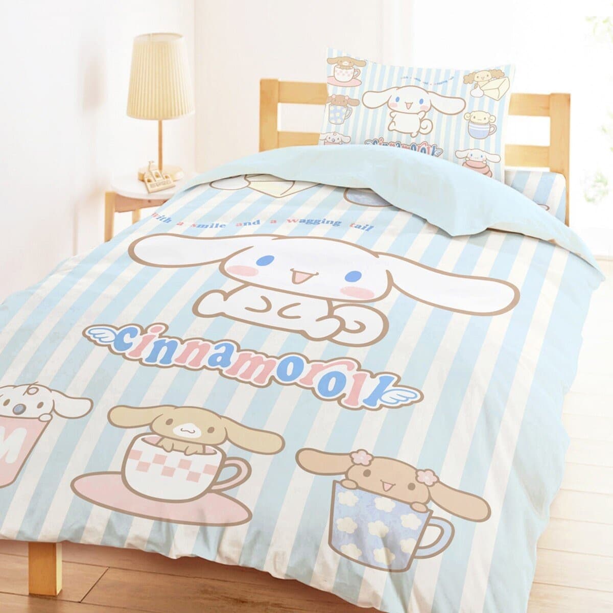 MIT Combed Cotton Single Bed Bag Double Twin Duvet Cover 3 Piece Set Pesta Teh Kayu Manis Anjing Bertelinga Besar