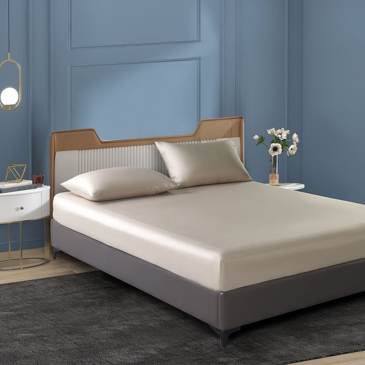 Don Home Lycell Tas Tempat Tidur & Sarung Bantal Single Polos Set 107cm X 190cm Light Tea