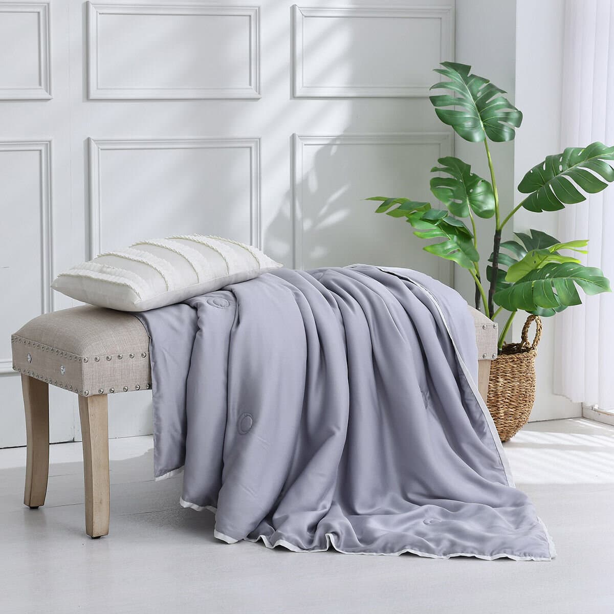 Don Home Sheet Cover Pasangan Rayon Solid Abu Tua 180 cm x 210 cm