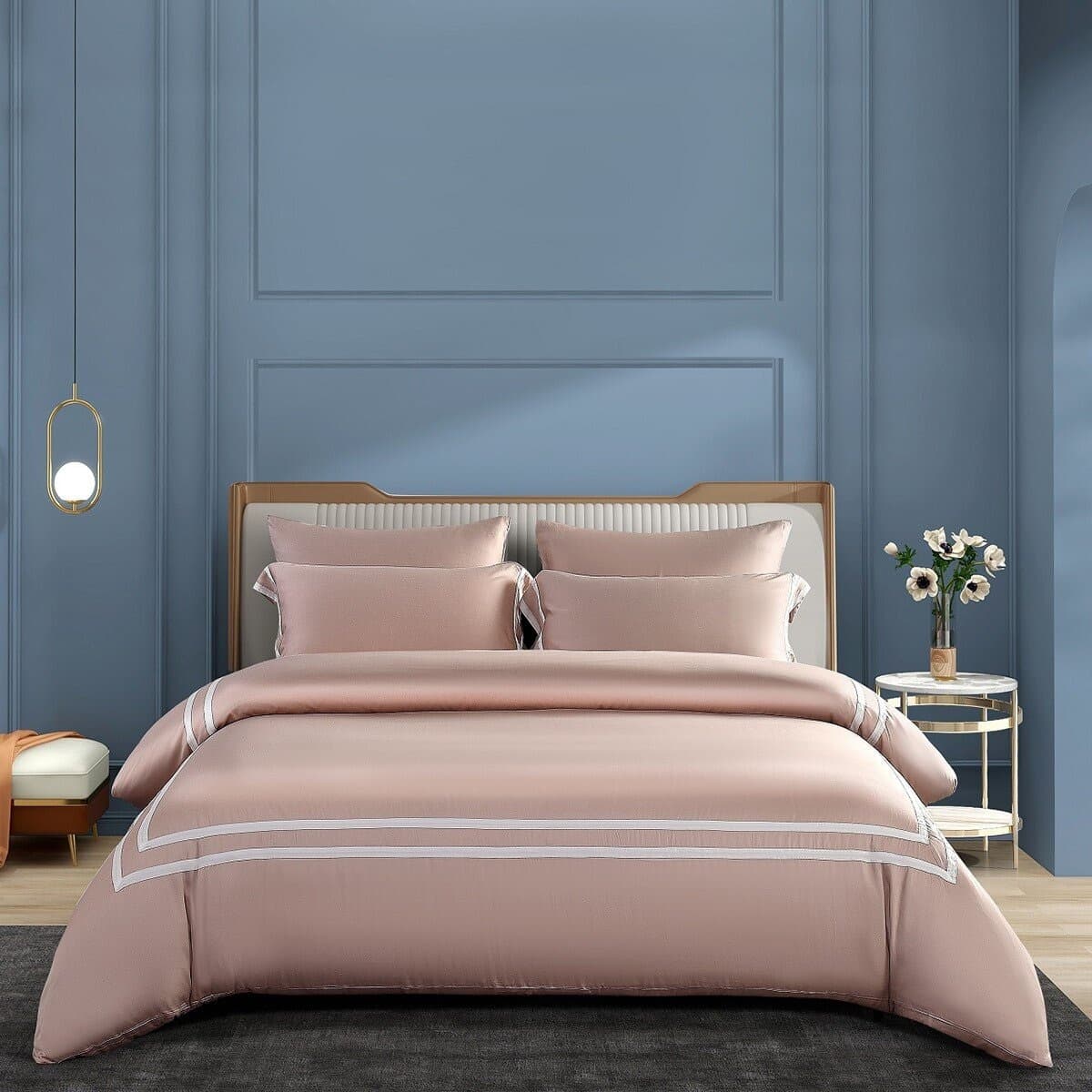 Don Home Set Selimut Pasangan Ukuran Besar Dari Rayon Polos 182cm X 190cm Merah Jambu