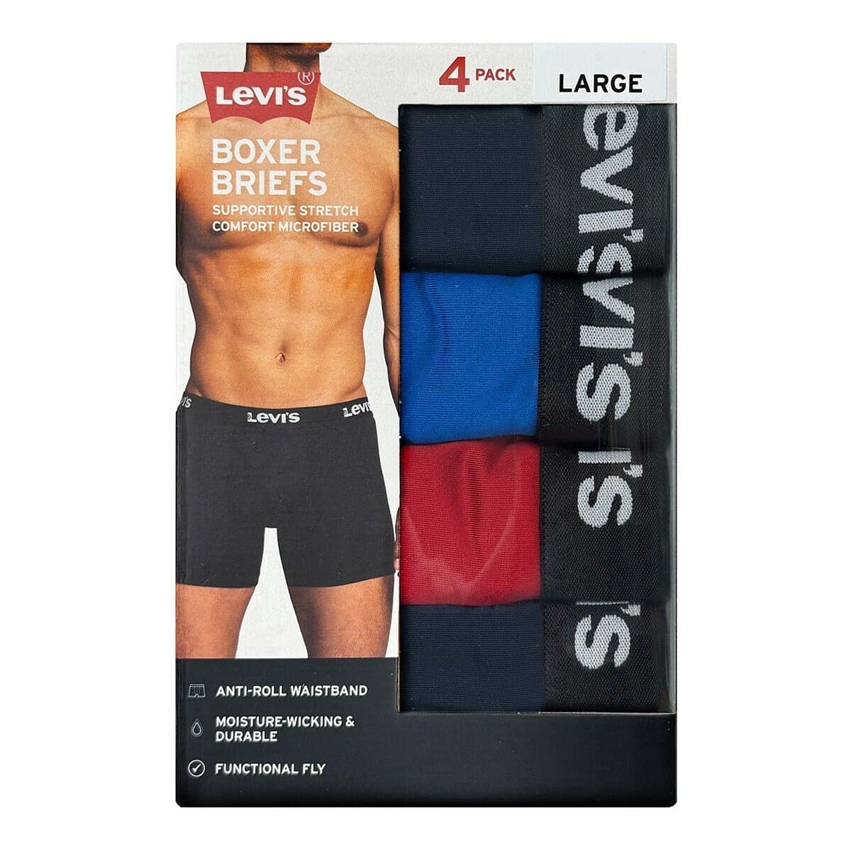 Set Celana Dalam Pria Levi's Hitam/Biru/Merah Ukuran XL