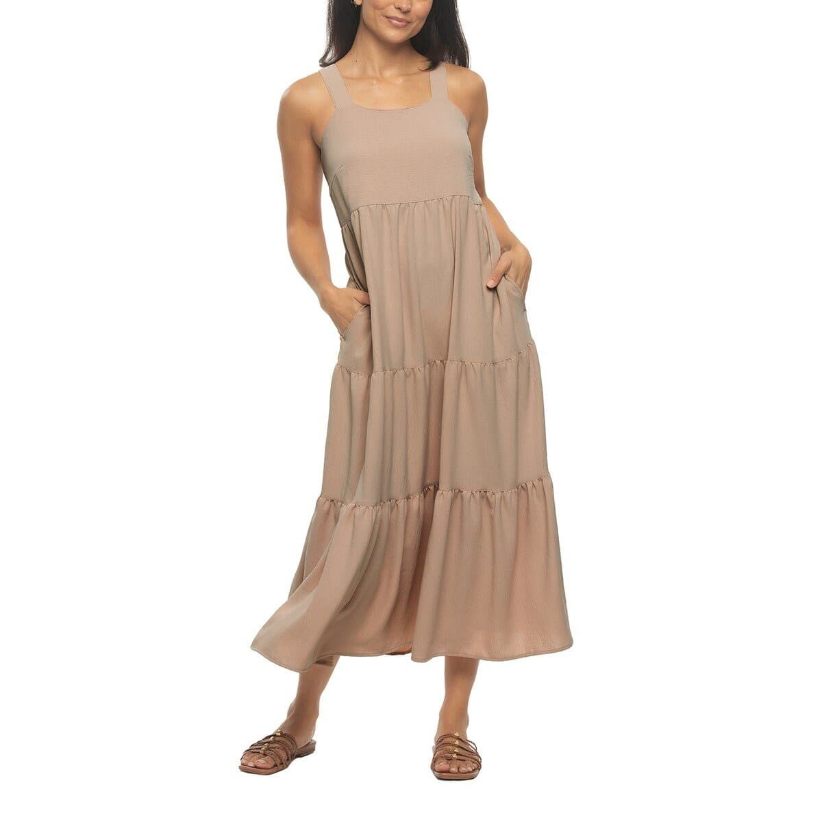 Gaun Satu Bagian Tanpa Lengan Wanita Jezebel Merah Muda M