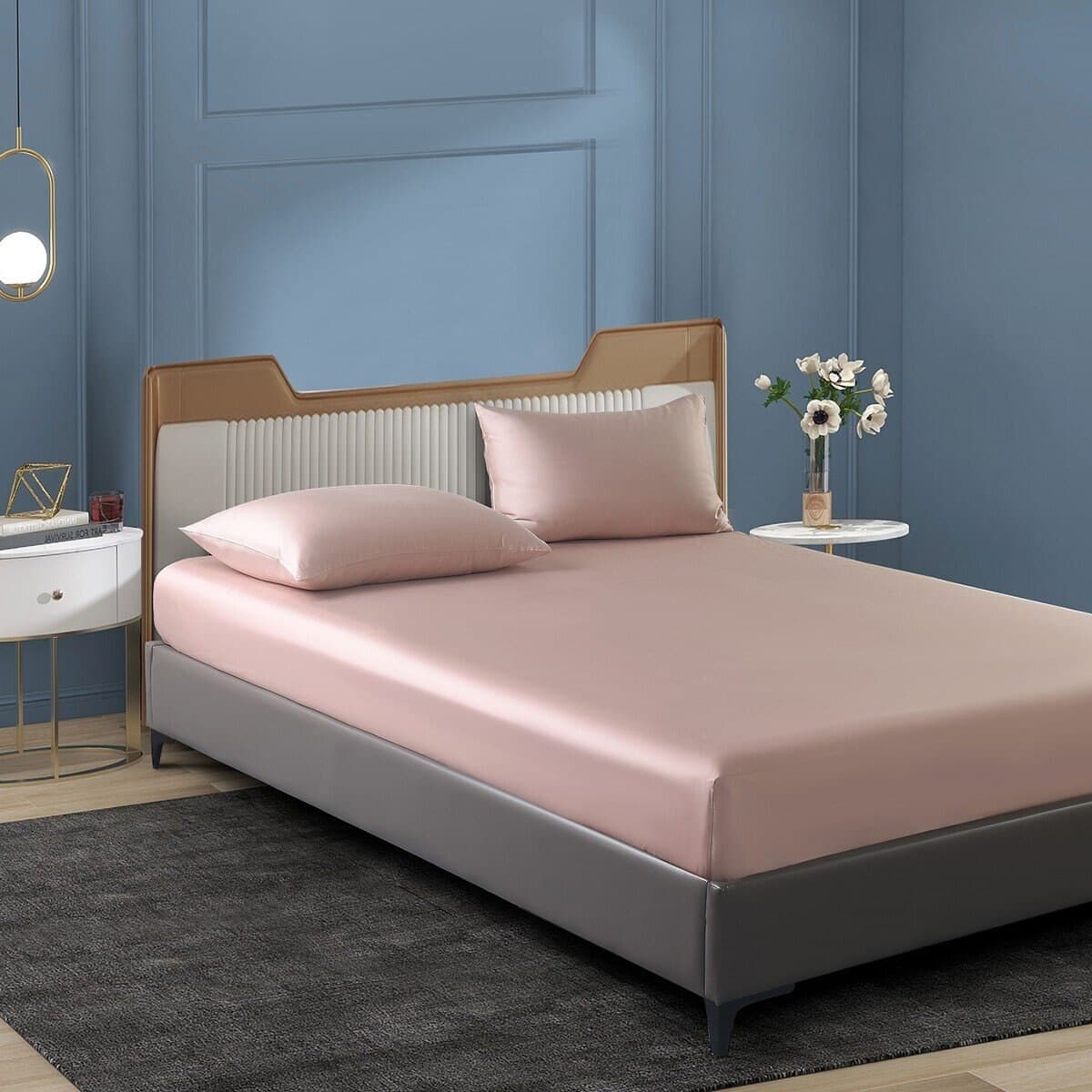 Don Home Set Bed Cover dan Pillowcase Dua Orang Bahan Lyocell Merah Muda 152 cm x 190 cm