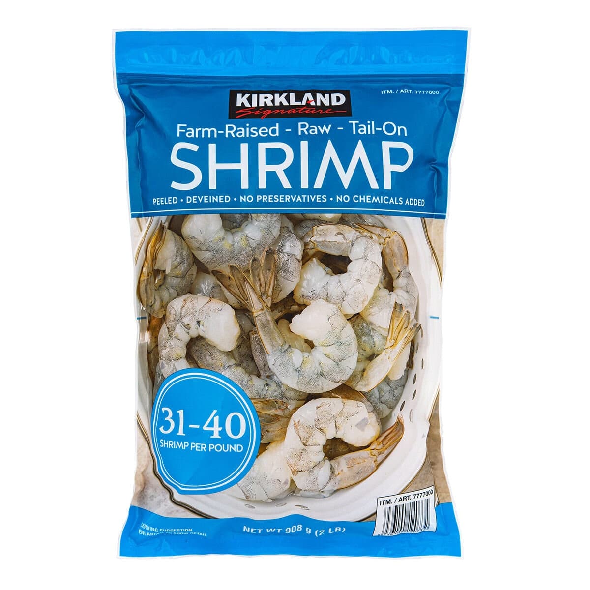 Kirkland Udang Raja Beku dengan Ekor 2lb / 908g, 31-40 pcs per pon