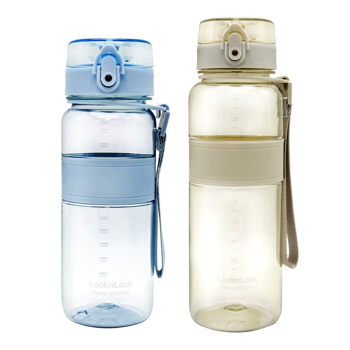 Lekker Lekker Tritan Popper Tutup Botol Air Dingin X 2pcs Set 650ml Biru Keruh + 1000ml Abu-abu Berkabut