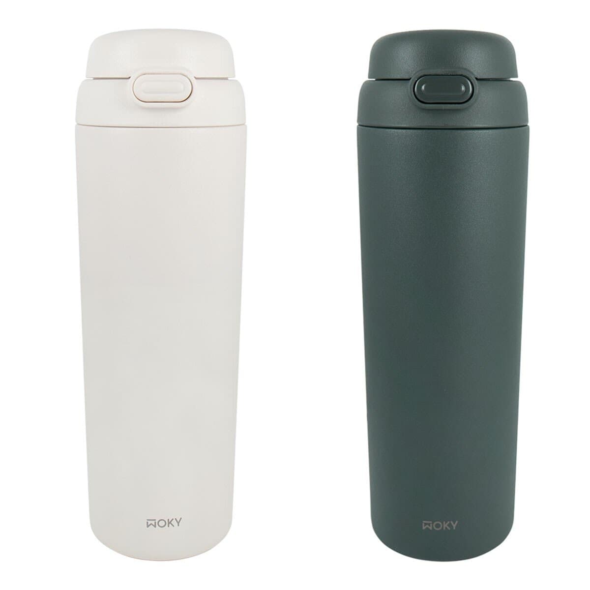 WOKY All-P Titanium Porcelain Double Drink Warmer Bottle 780 ml x 2 Set Putih + Hijau