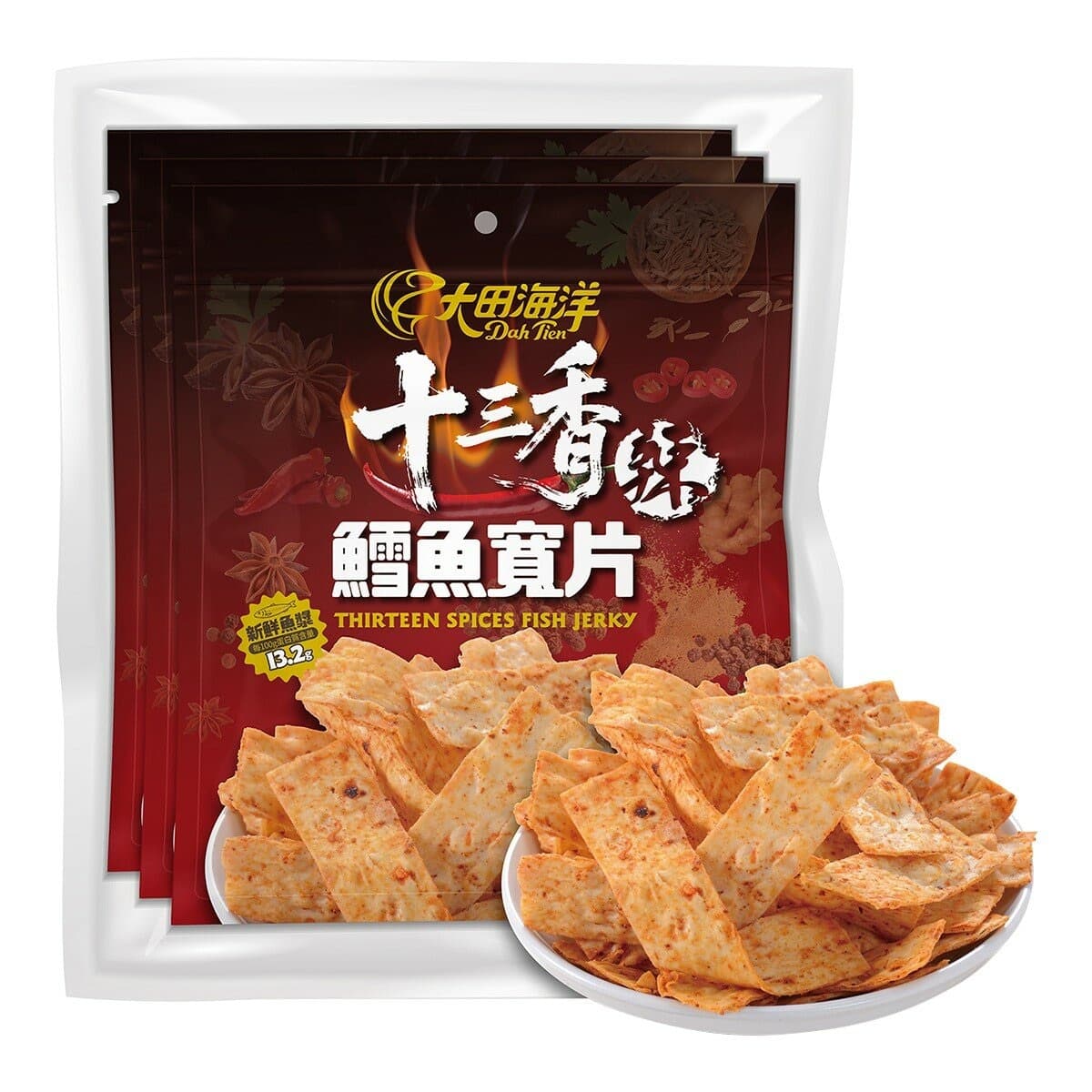 Daitian ikan cod lezat pedas dalam lembaran lebar 250 gram X 3 bungkus