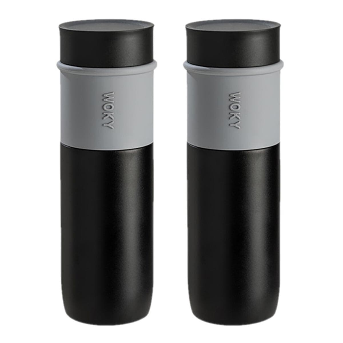 WOKY Thermal Mug Berlapis Keramik 580 ml X 2 Set Hitam