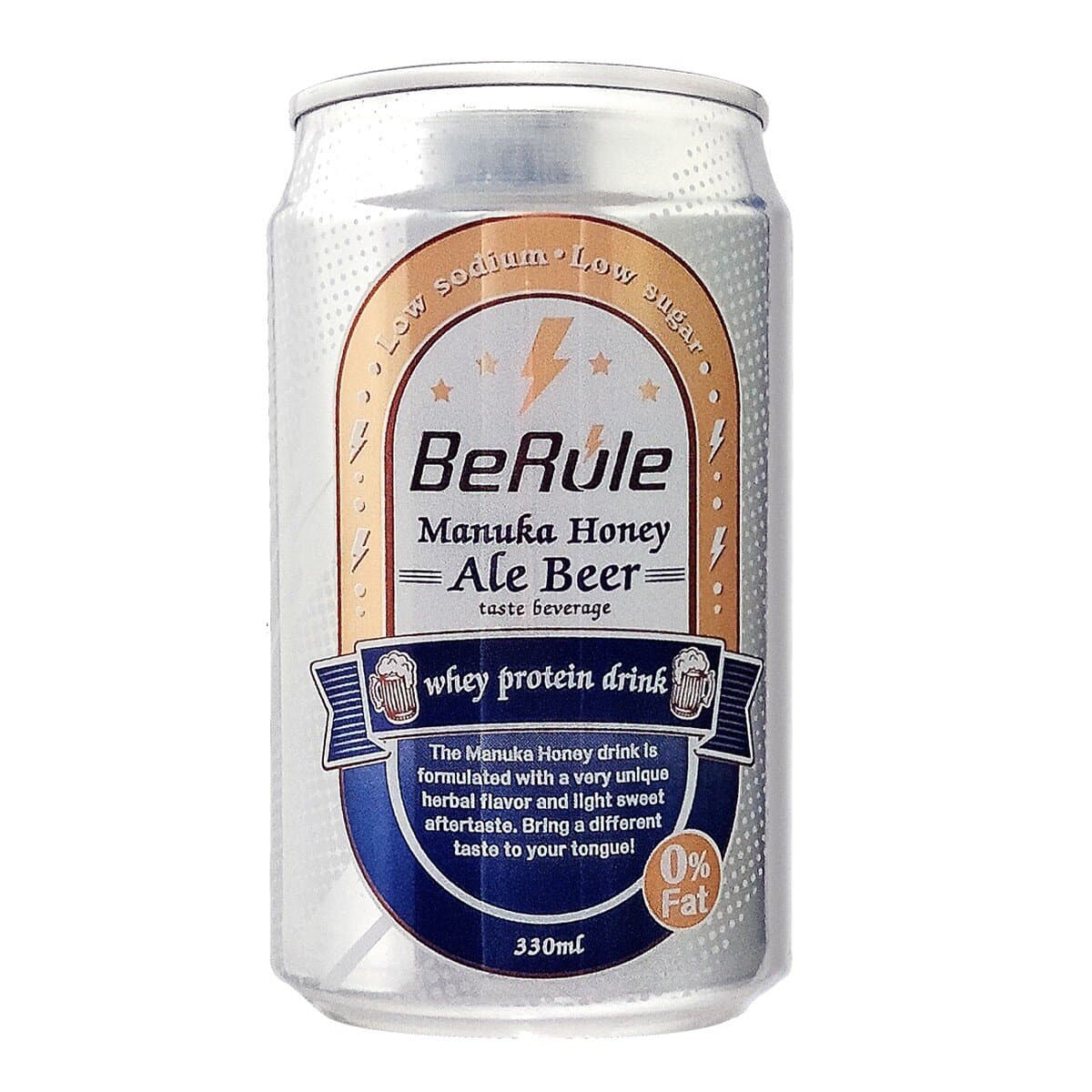 BeRule Non-Alcoholic Beer Flavored Whey Protein Drink With Manuka Honey 330ml X 24 Botol