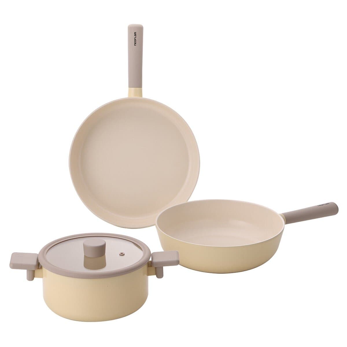 Neoflam Set Peralatan Masak Anti-lengket Keramik dengan Tutup Kaca 4 item Hijau