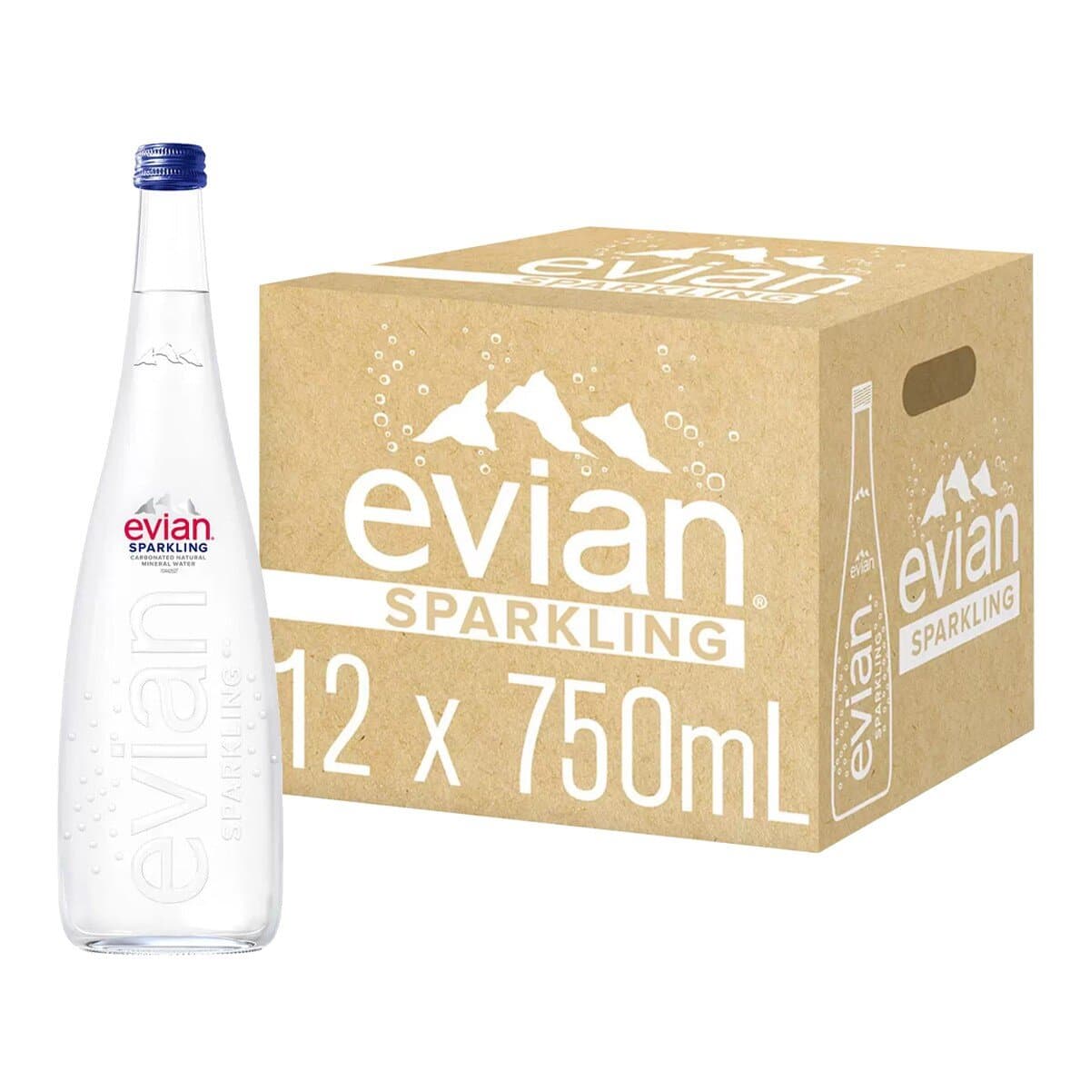 Air Mineral Alami Bersoda Evian 750ml X 12pc