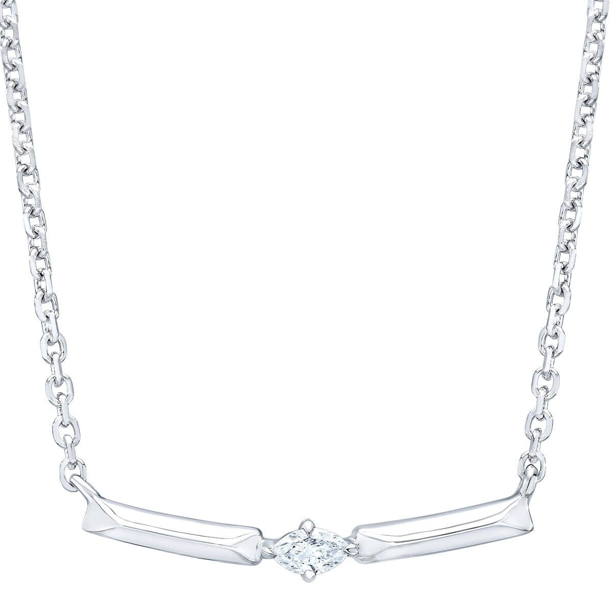 0,05 Karat Kalung Berlian Bulat Dari Emas Putih 14K VS2/I