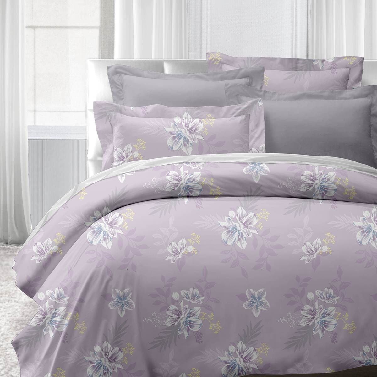 Caliphil Bed Cover Set Pasangan Dua Gunakan 152cm X 190cm Motif Lili