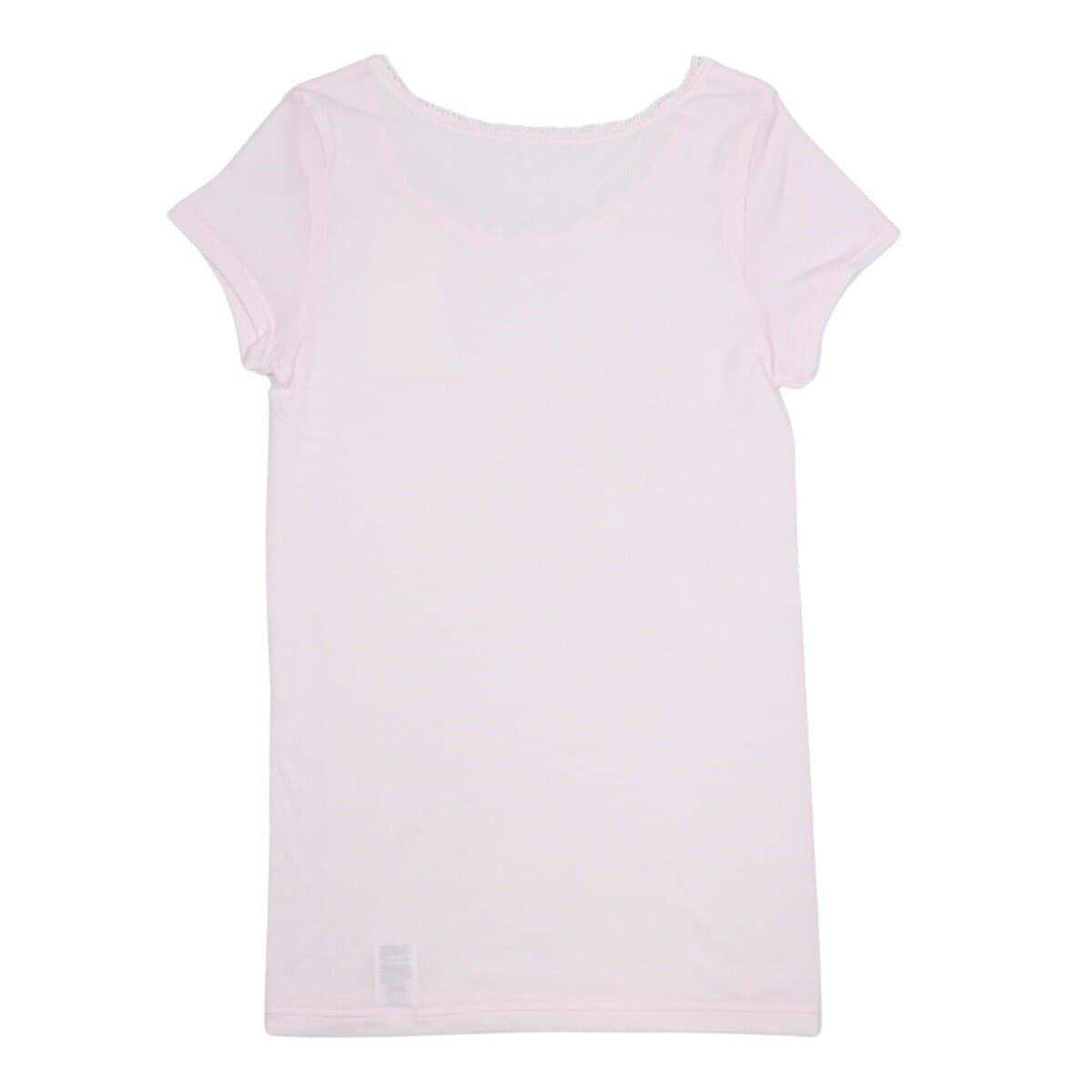 AS Wanita Pakaian Dalam Lengan Pendek Campuran Sutra Merah Muda M