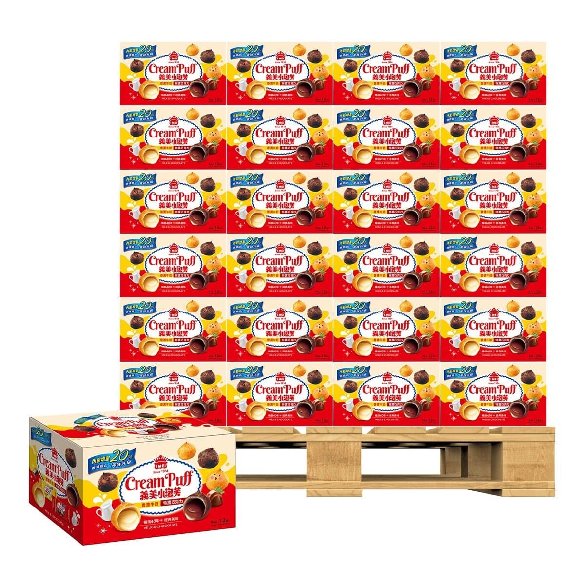 Yimay Choux Pastry Double Flavor Combination (Milk & Dark Chocolate) 64g X 12 Sachet X 108 Paket