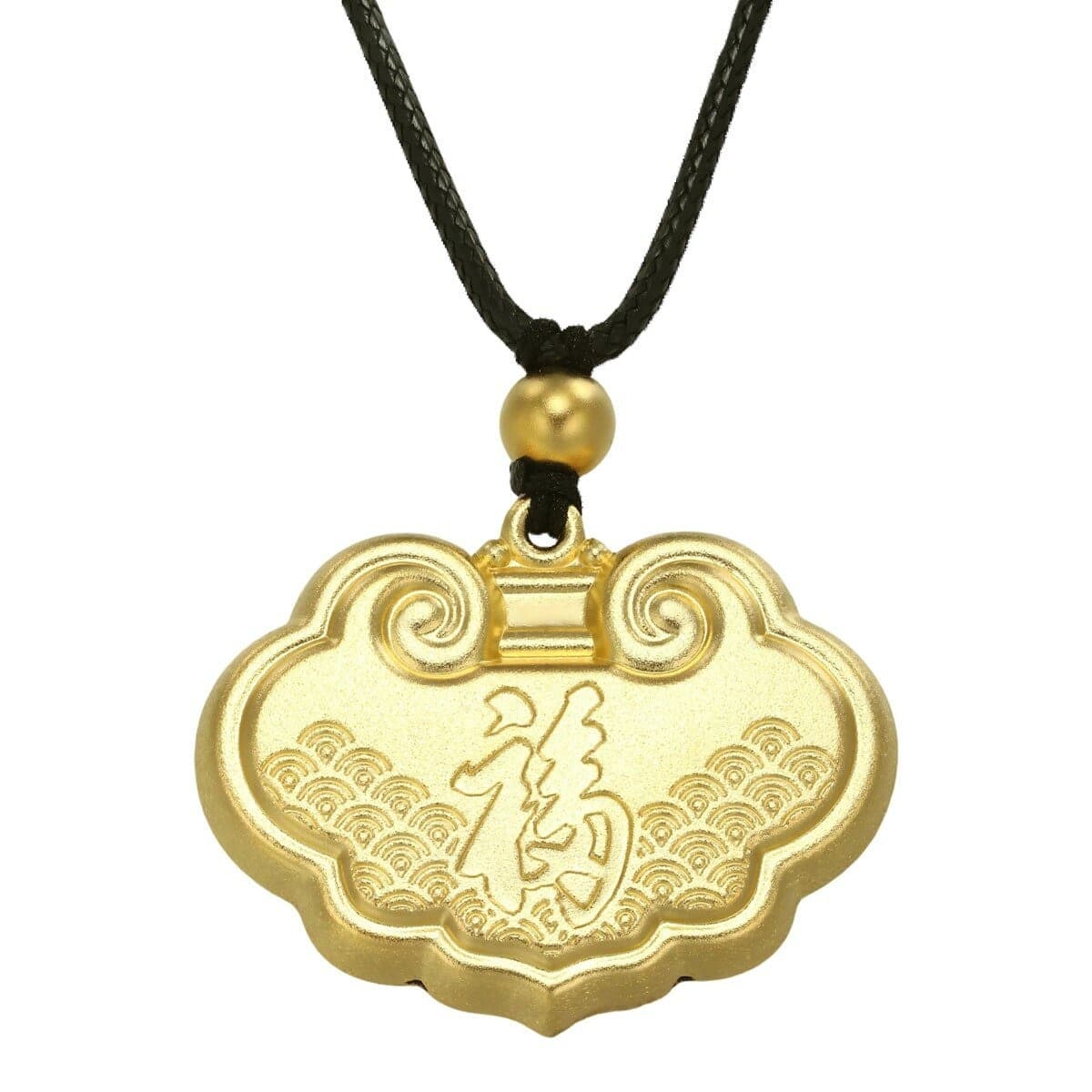 Kalung Emas 24K Motif Relief Kuningan Berkat Besar dan Kotak 386 cm