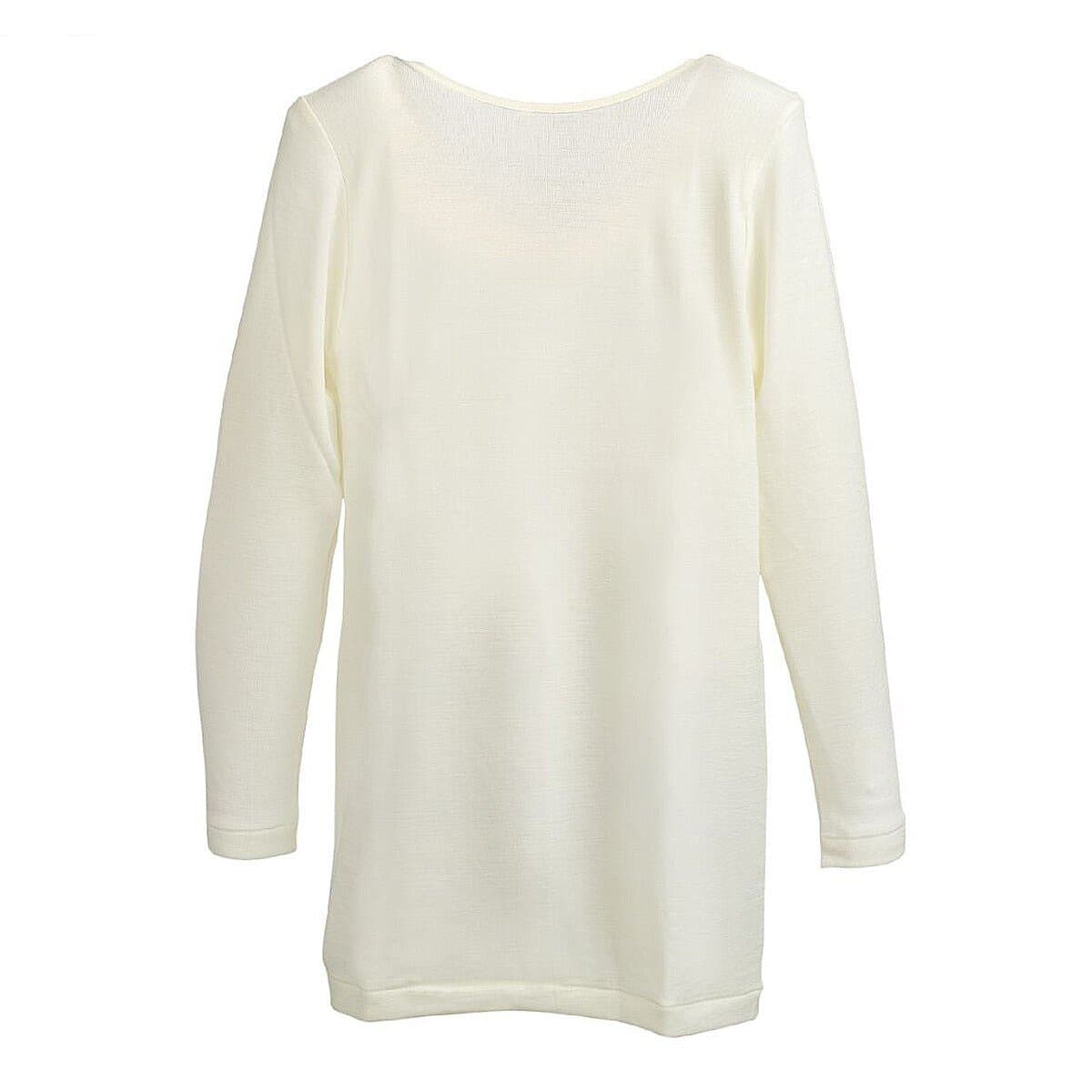 AS Wanita Wool Lengan Panjang Atasan Putih L