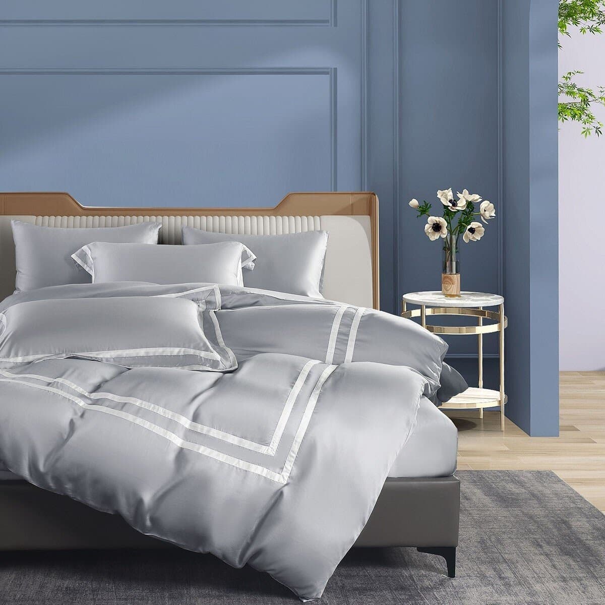 Don Home 300 Thread Count Lyocell Solid Double Use Bed Cover 182 cm x 212 cm Abu Tua