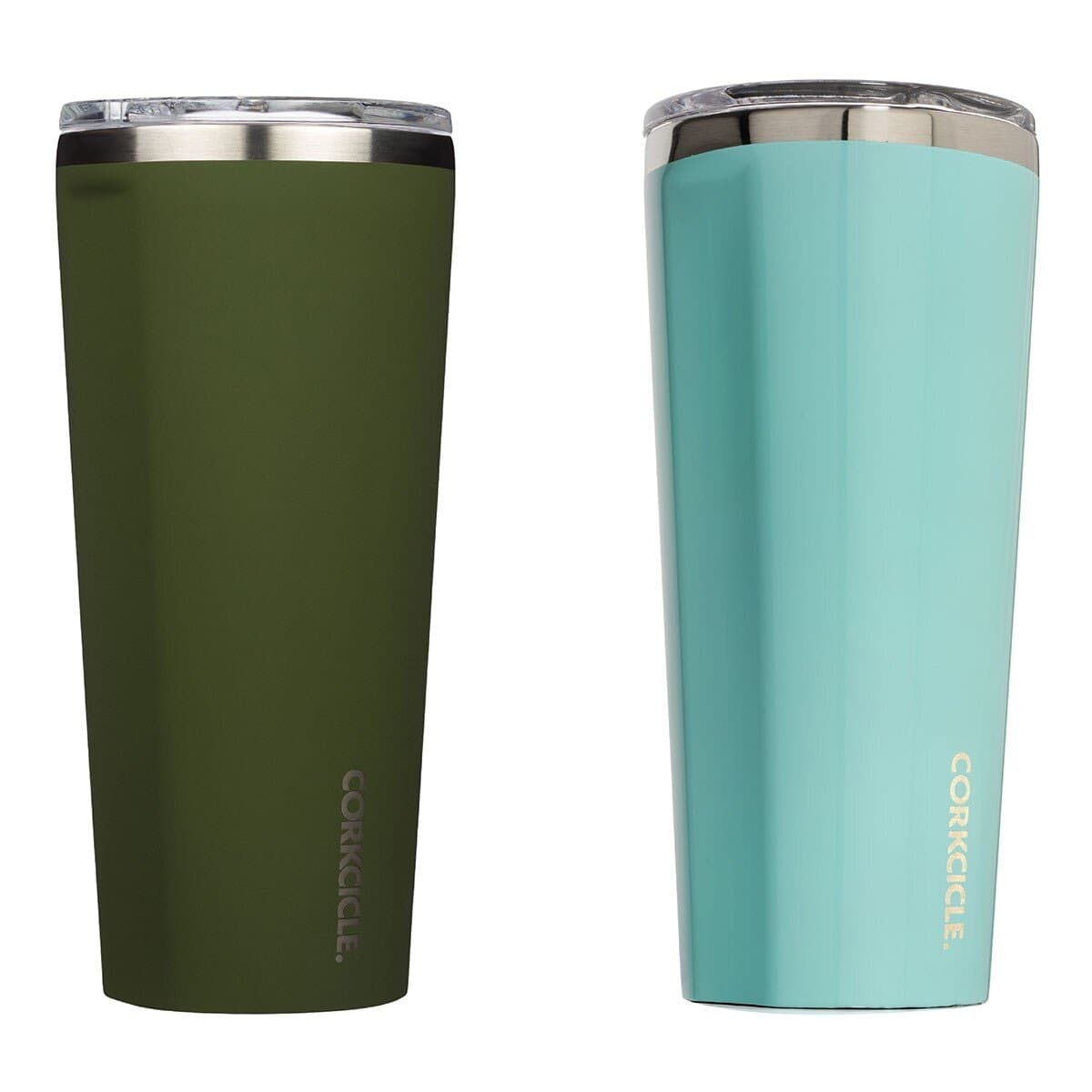 CORKCICLE Gelas Stainless Steel Tiga Lapis Vacuum Dengan Bibir Lebar 700 ml X 2 Pcs Warna Olive Green + Turkish Blue