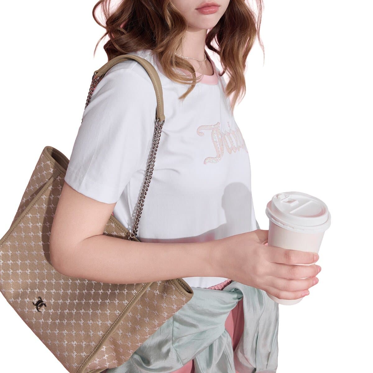 Juicy Couture atasan pendek wanita putih XL