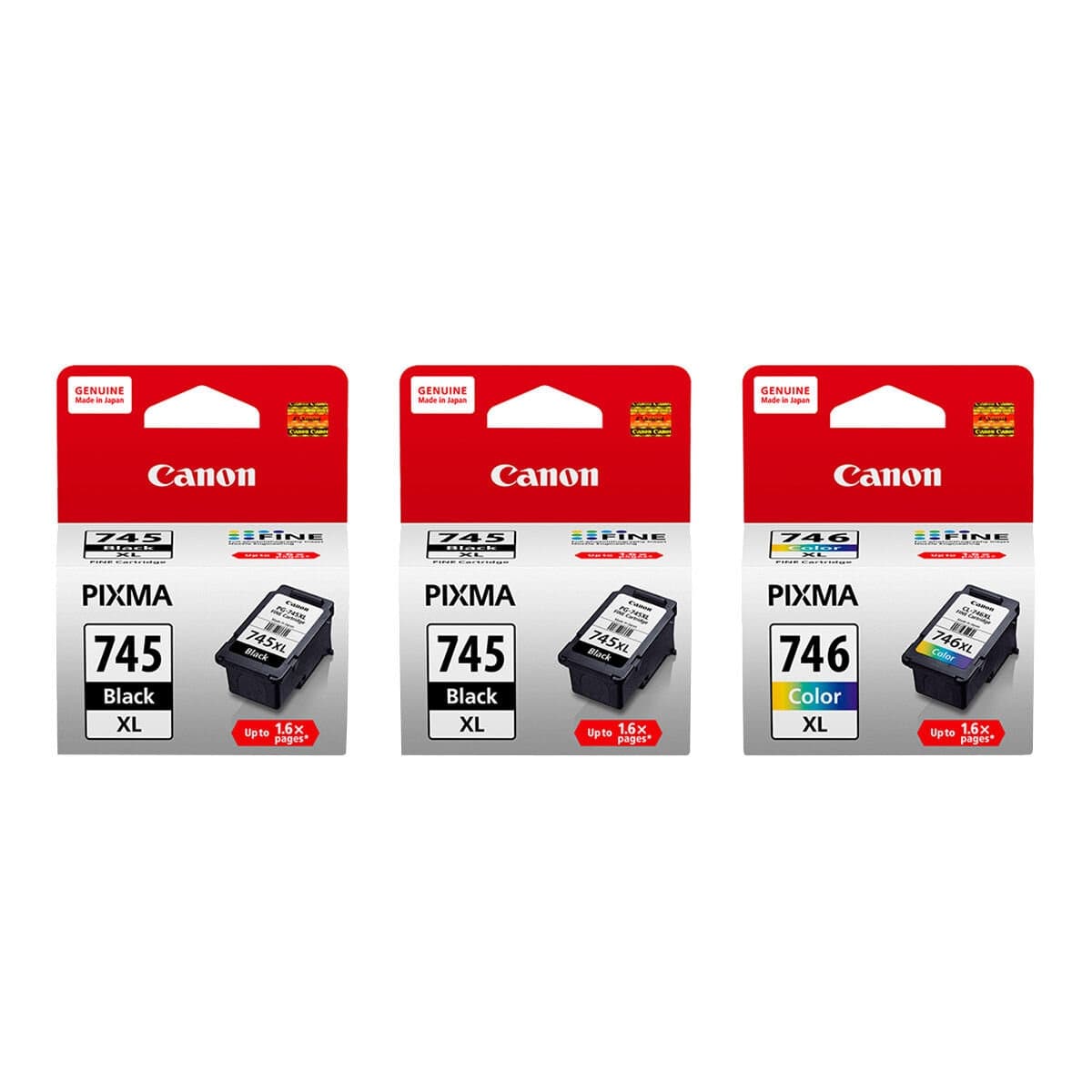 Canon 745 / 746 Tinta Hitam XL X 2 botol + Warna XL X 1 set