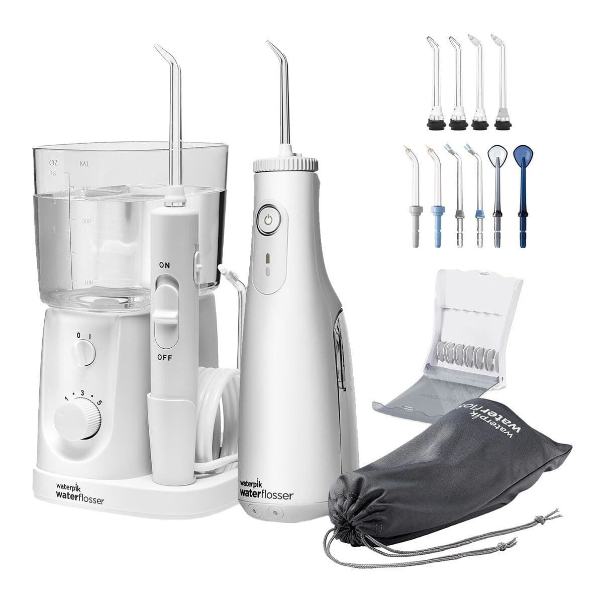 Waterpik Ultra Plus Gadget Penyiram Gusi WP-320 + Gadget Penyiram Nirkabel WF-10 Set
