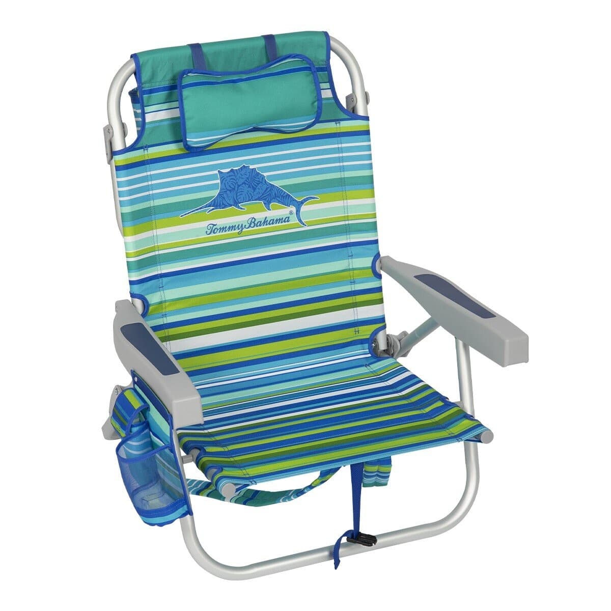 Kursi Pantai Tommy Bahama yang Dapat Disesuaikan Aqua Stripe