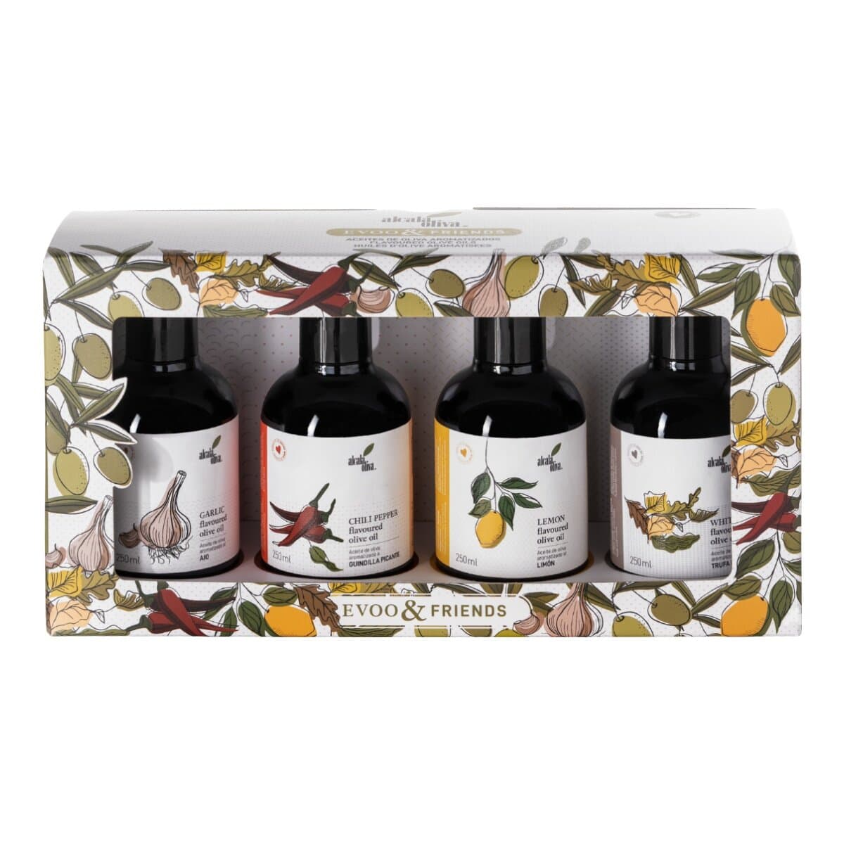 Alcala Oliva Kotak Hadiah Minyak Zaitun Murni Premium 250 ml X 4 Botol