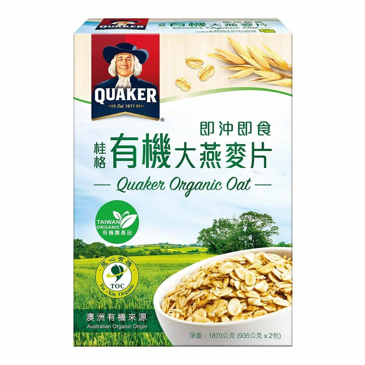 Quaker Organic Oatmeal 935g X 2 pcs