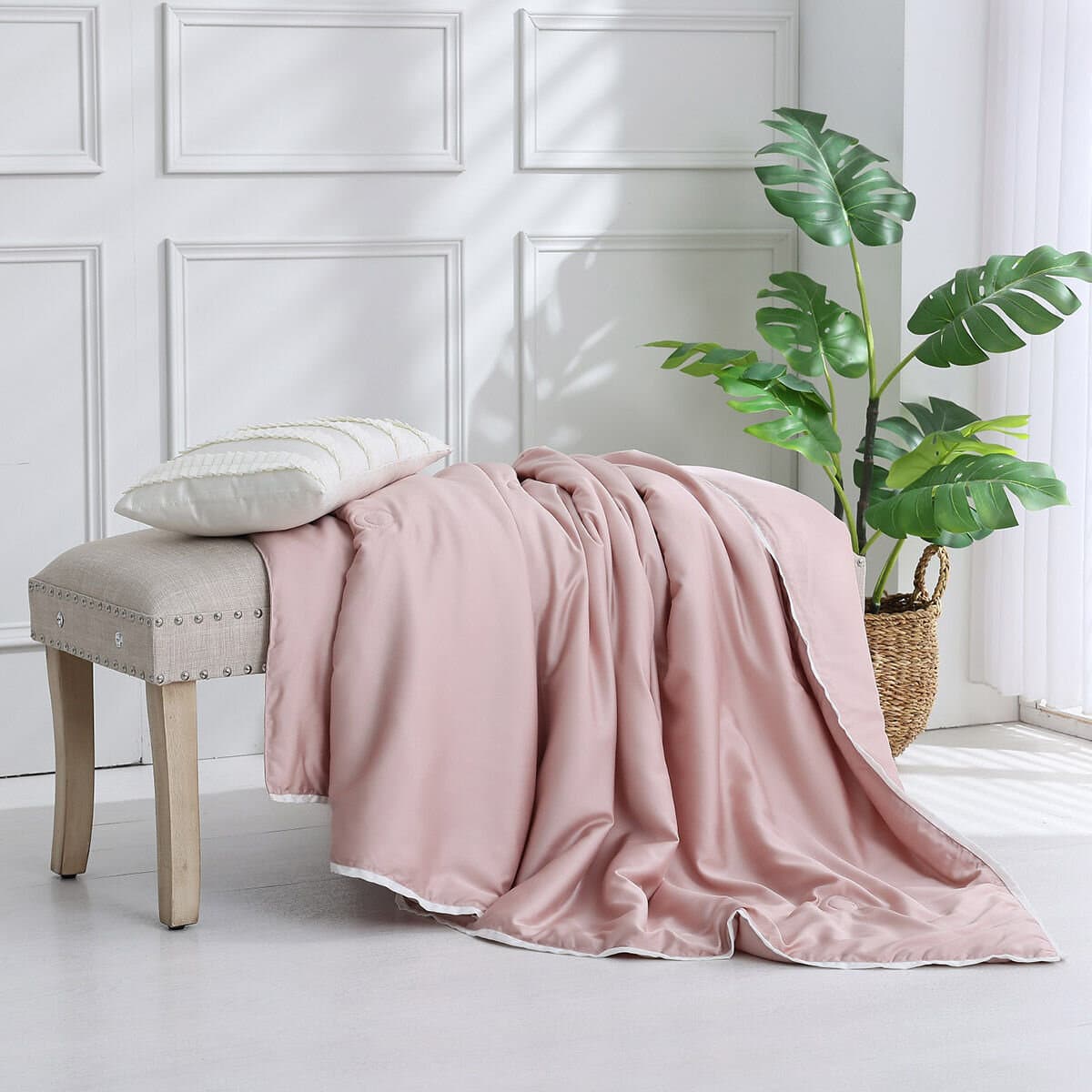 Don Home Sheet Cover Pasangan Rayon Solid Pink Ungu 180 cm x 210 cm