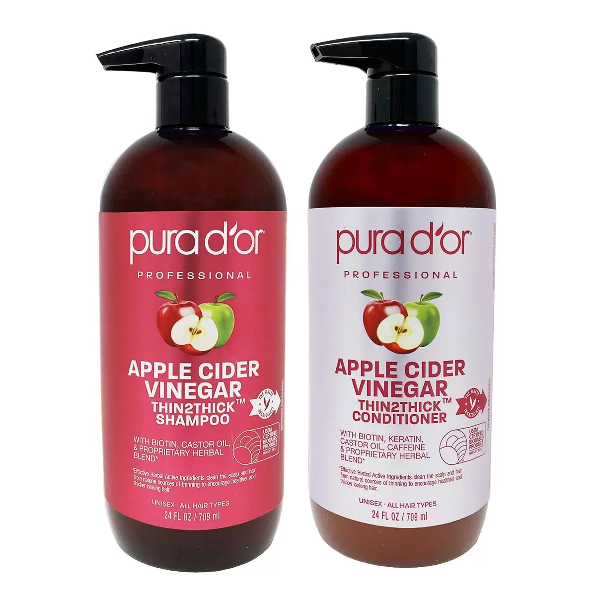pura d'or Apple Cider Shampoo and Conditioner Set 709 ml x 2 bungkus