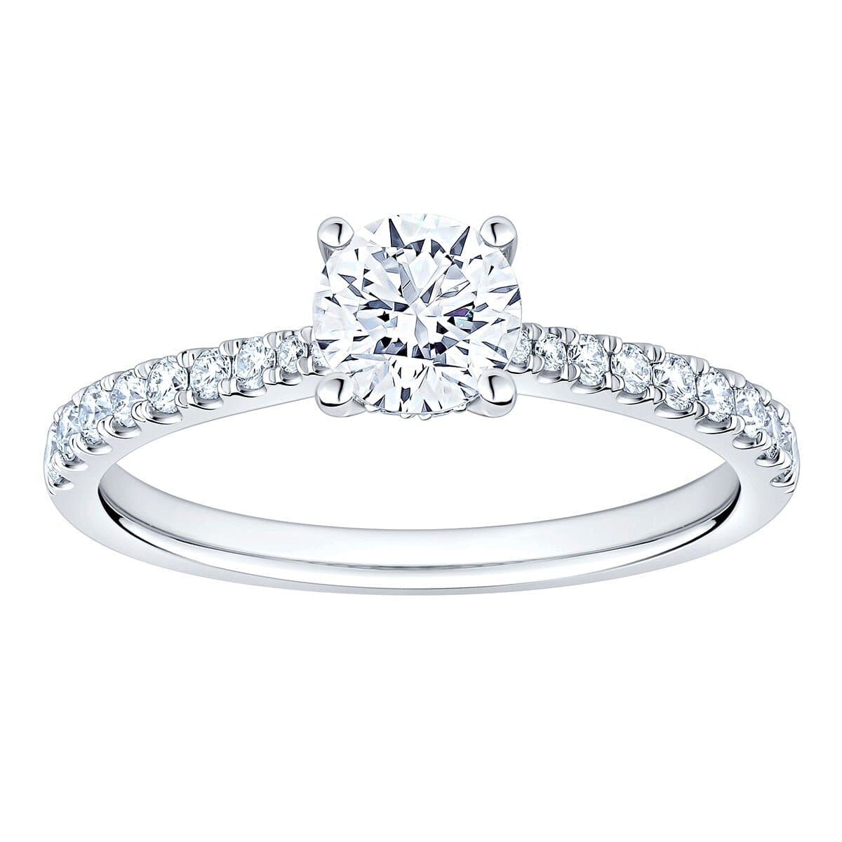 Cincin Berlian Bulat Emas Putih 18 karat VS2/I 1,00 karat