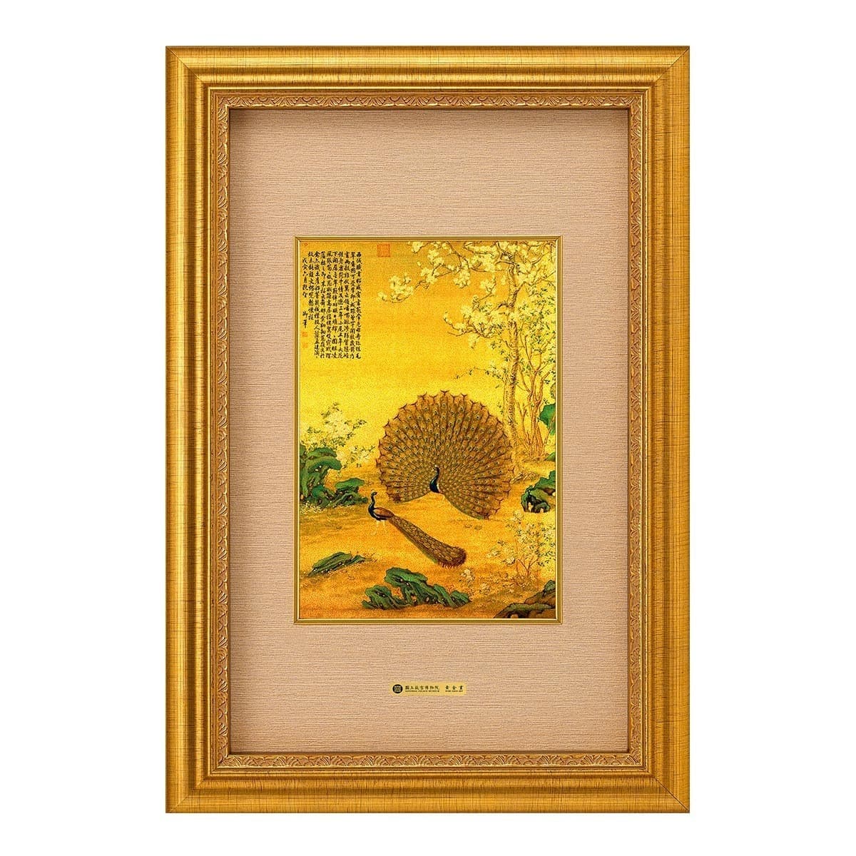 Merak Puncak dengan Bingkai Kayu Emas