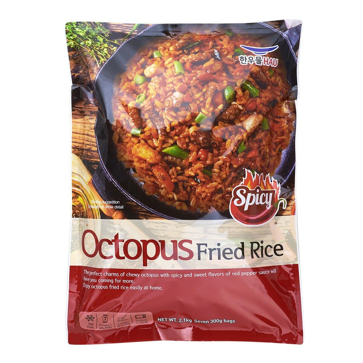 Hau Korean Spicy Octopus Fried Rice Frozen Meal 300 Gram X 7 Sachet