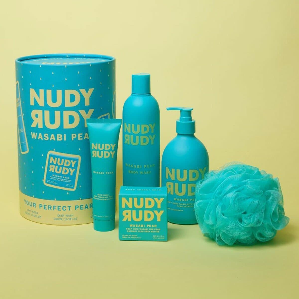 NUDY RUDY Paket Sabun dan Perawatan Mandi Australia 5 Item Wasabi Pear
