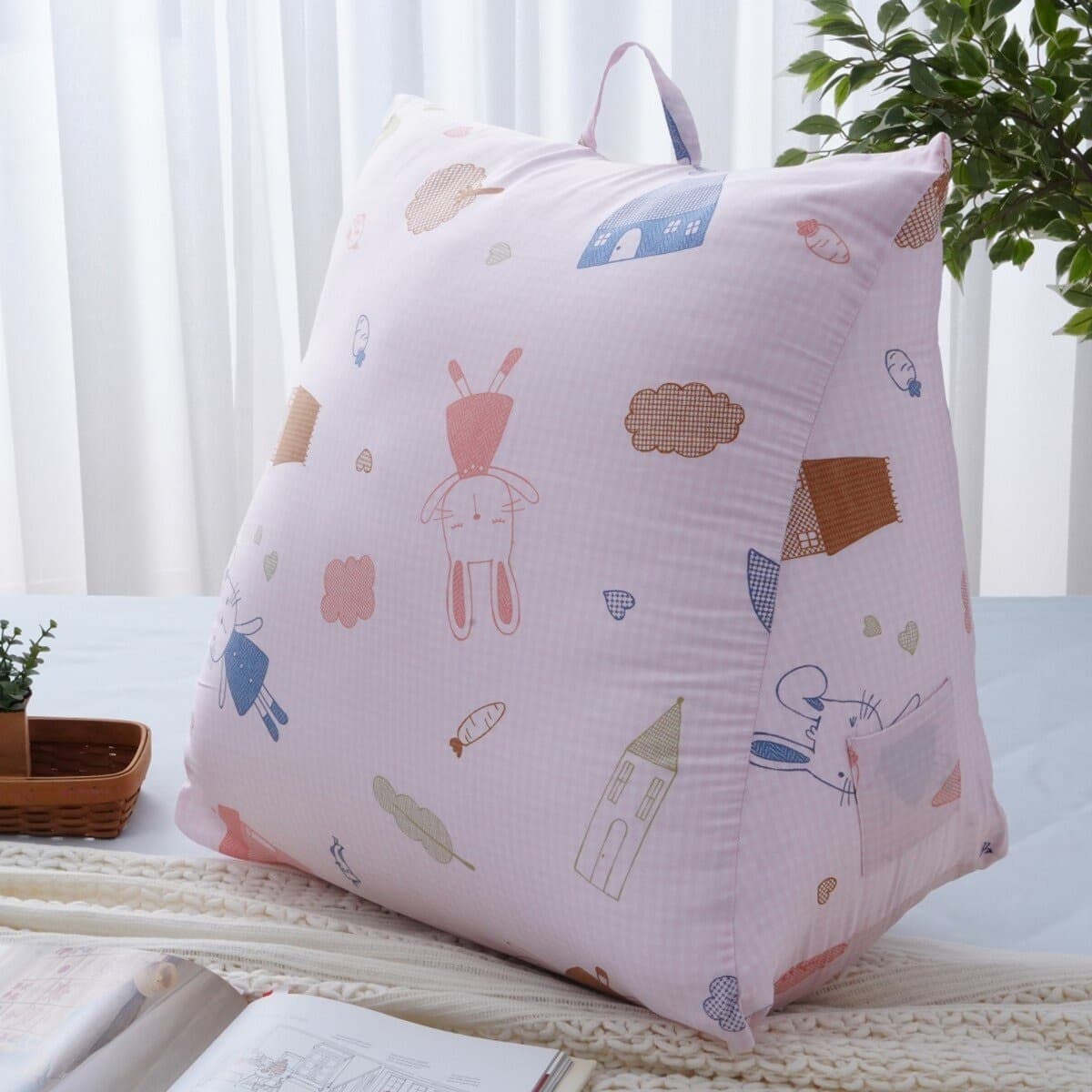 CASA 100% Lyocell Comfort Triangle Pillow Lucky Pink Rabbit