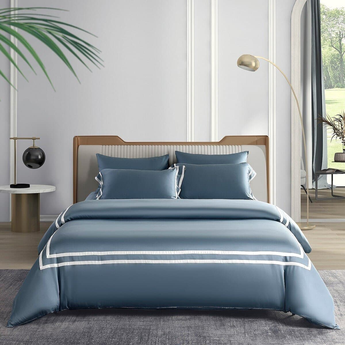 Don Home Set Bed Cover Satin Single Ukuran 107 X 190 Cm Warna Abu-abu Muda