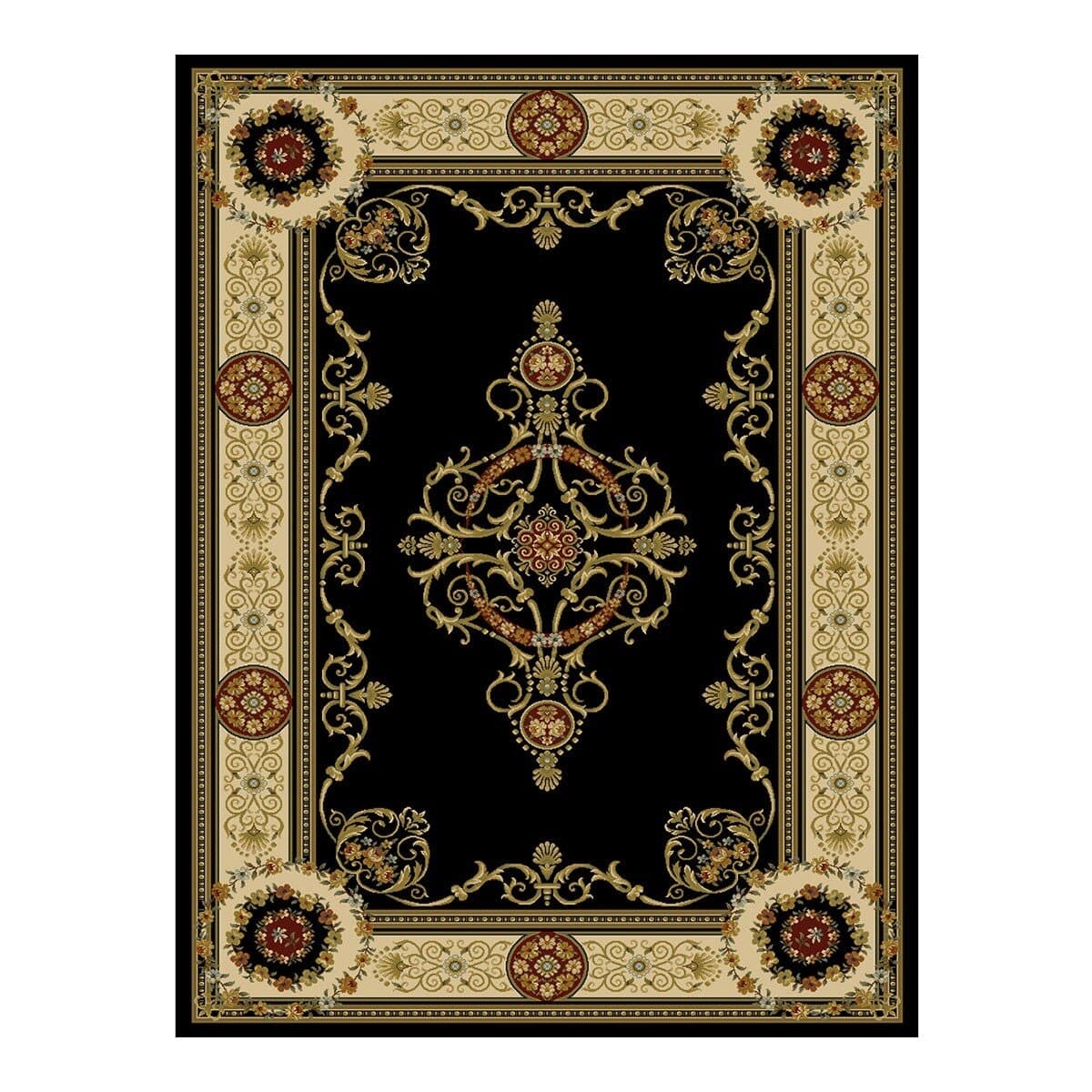 Karpet chateau manor Eropa yang diimpor dari Mesir berwarna hitam Eropa 200cm X 285cm