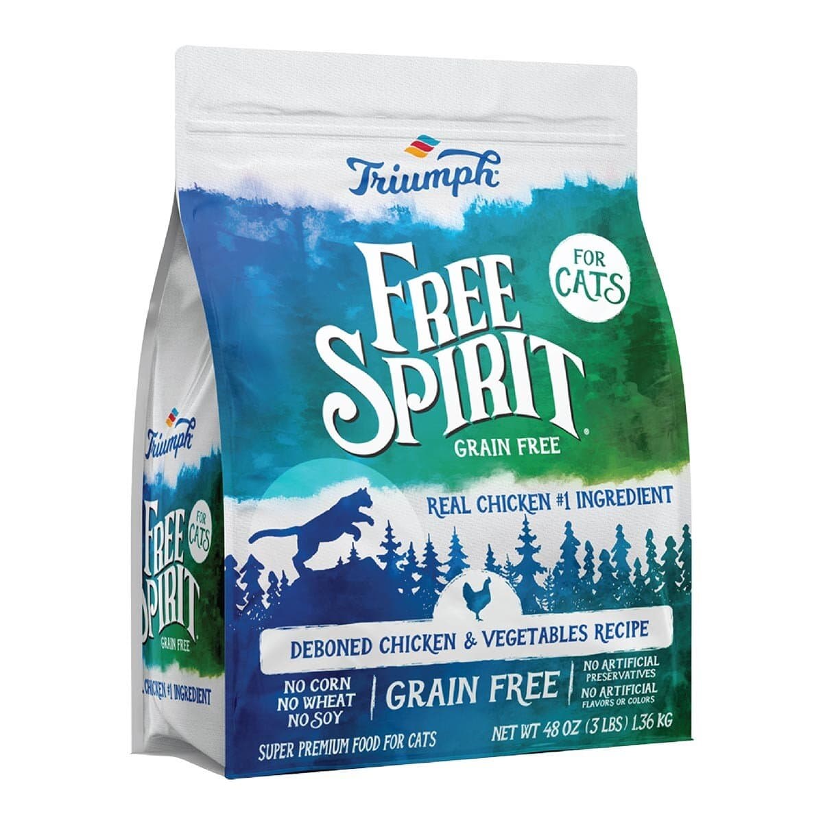 Bunga Merdeka Daging Ayam Tanpa Tulang dengan Sayuran dan Beri untuk Kucing Bebas Gandum 1,36 kg