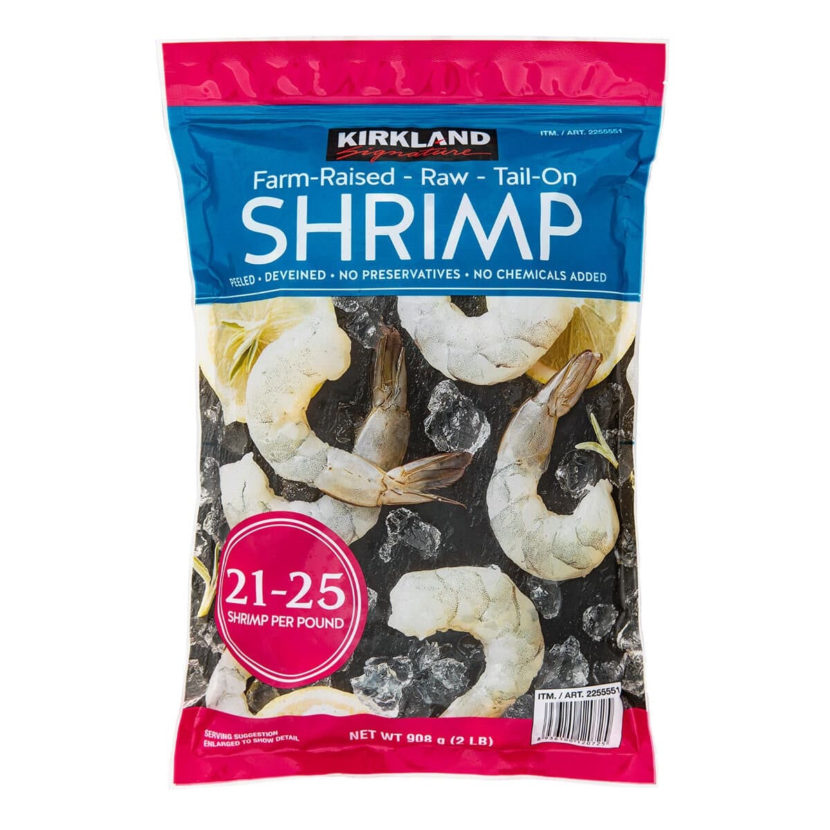 Udang Mentah Jumbo Beku Kirkland dengan Ekor 2lb / 908g, 21-25 per pon