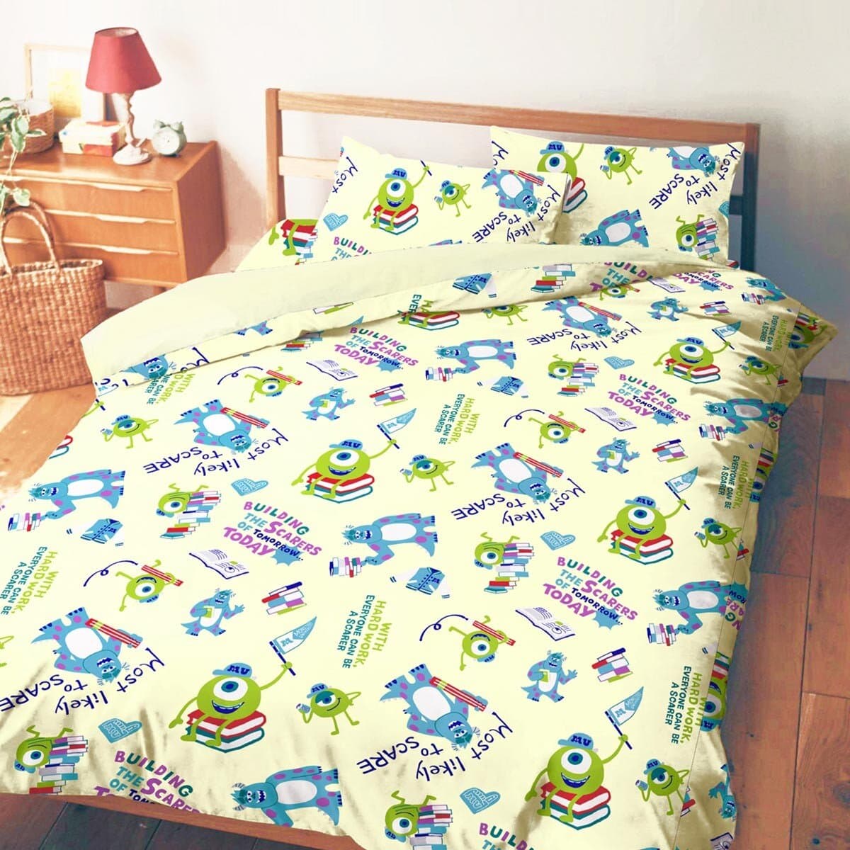 100% Katun Tas Tempat Tidur Ganda Selimut Selimut 4 Pcs Set 152cm X 190cm Monster Power Beige