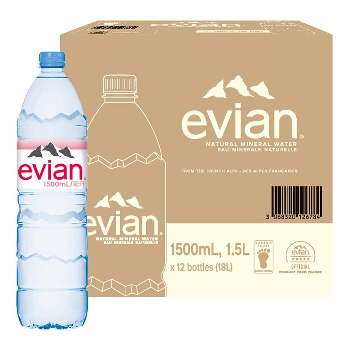 Evian Air Mineral Murni 1500 mililiter X 12 botol