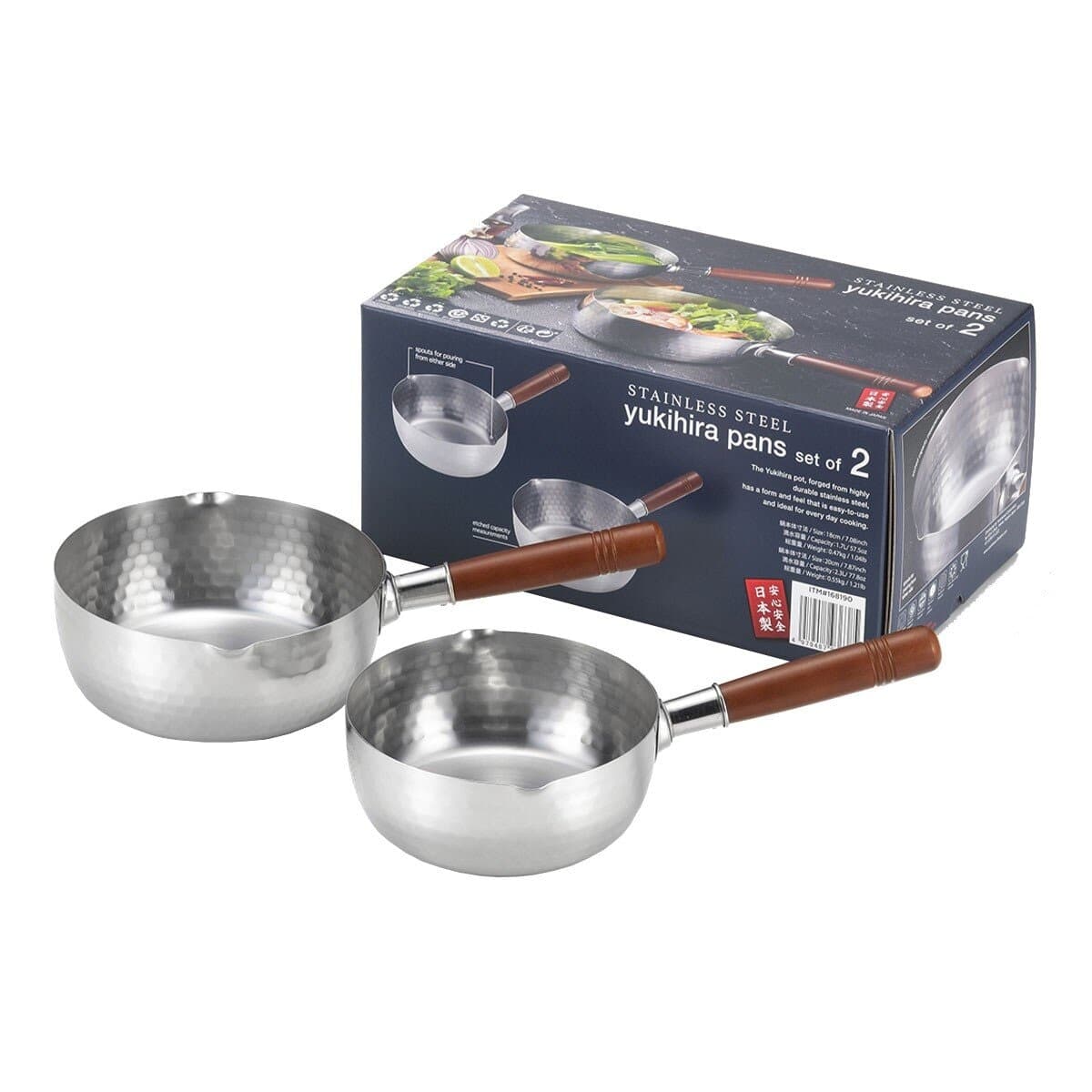 Set Panci Masak Stainless Steel Yoshikawa Dengan Penangan Kayu Jepang Membuat 18 Cm/20 Cm
