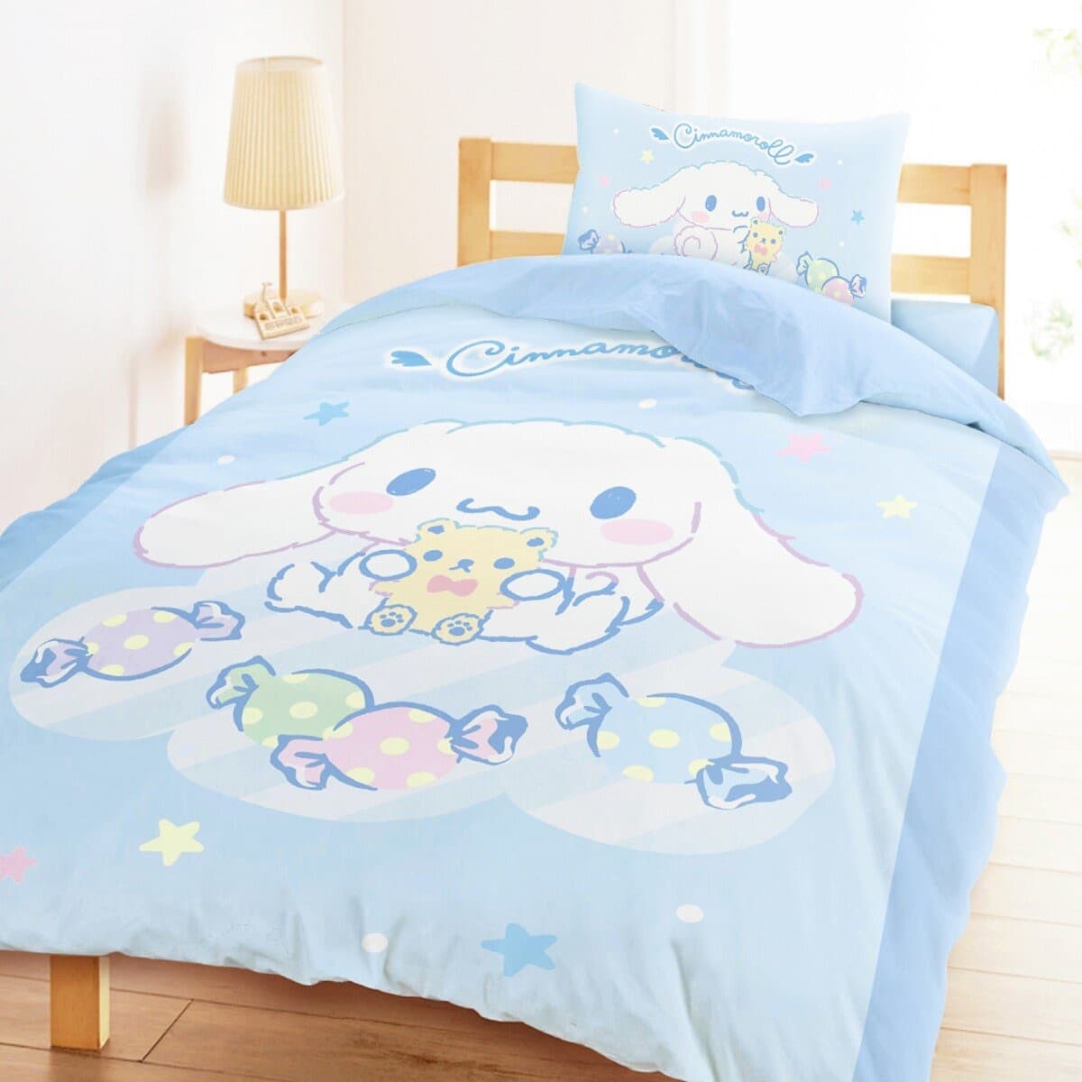 MIT Combed Cotton Single Bed Bag Tas Tempat Tidur Katun Kembar Ganda Selimut Set 3 Permen Berwarna-warni Anjing Bertelinga Besar