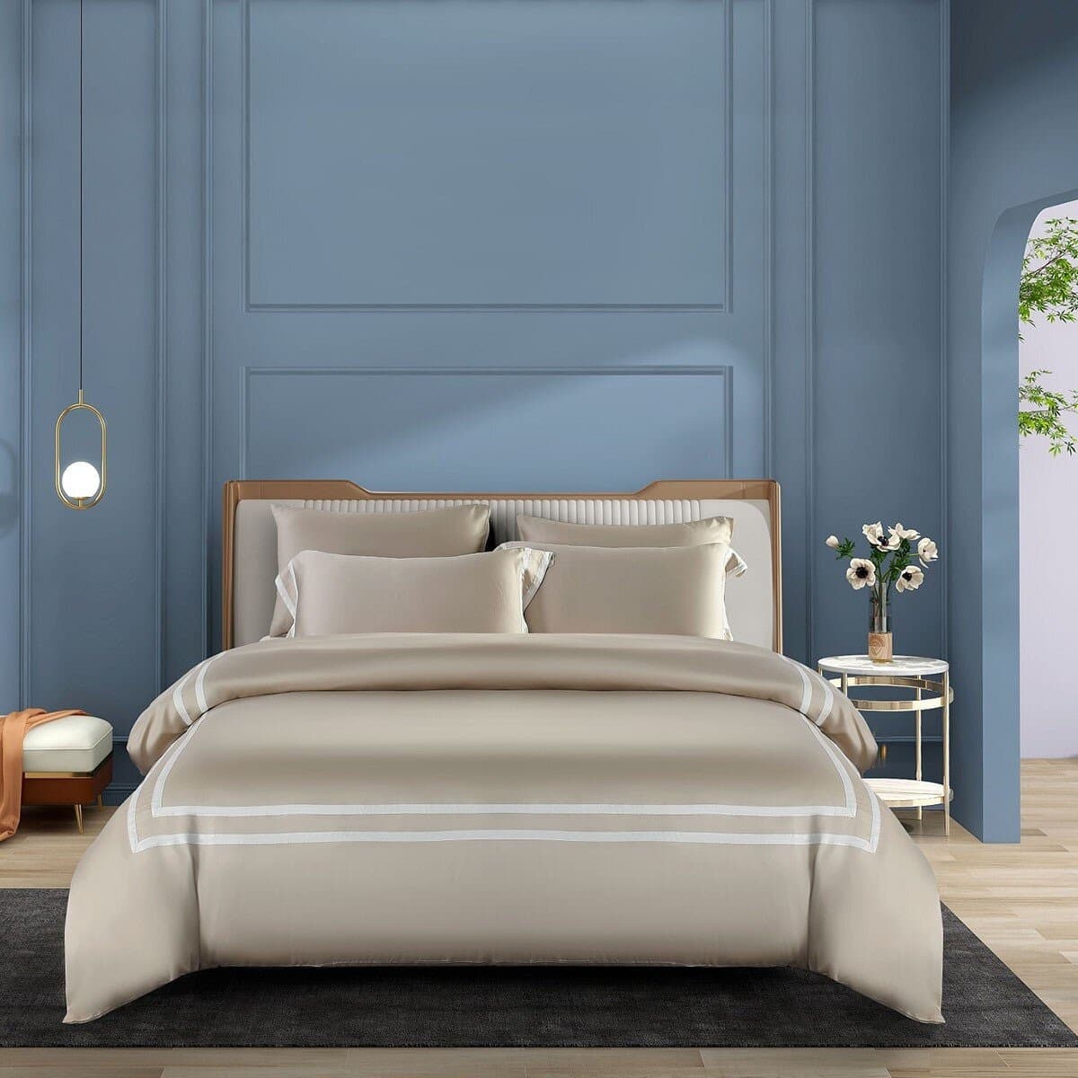 Set Bed Cover Don Home Rayon Solid Single 107 cm x 190 cm Warna Coklat Muda